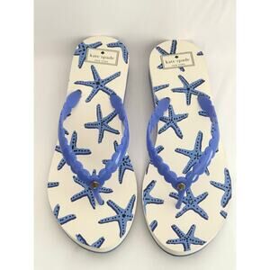 Kate Spade Maldives Starfish Flip Flops Blue Rubber Sandals 11B NIB